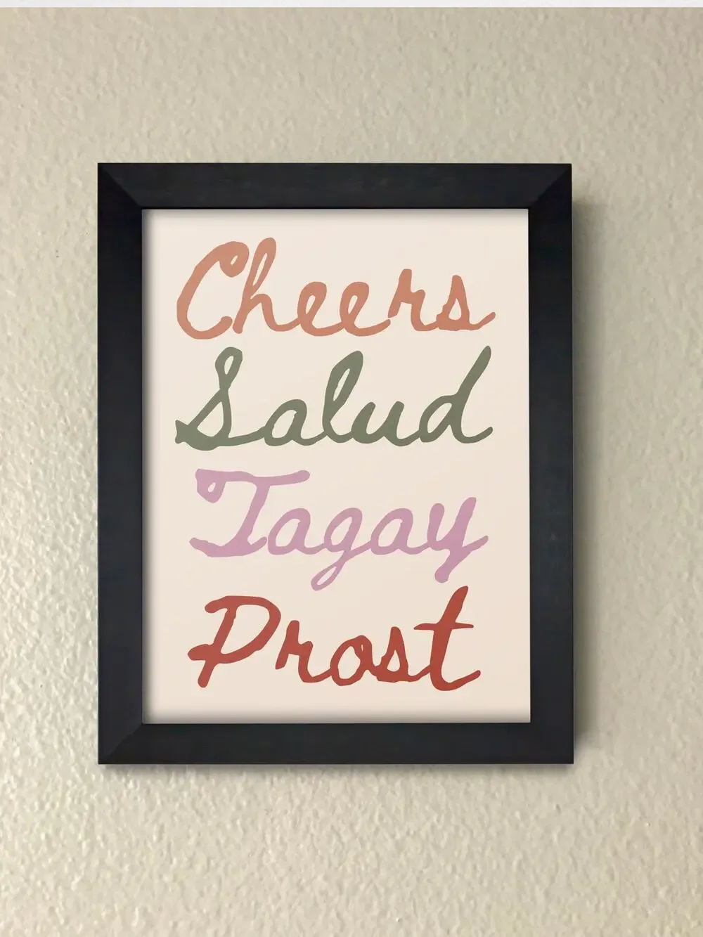 Cheers, Salud, Tagay, Prost Framed Kitchen Wall Art